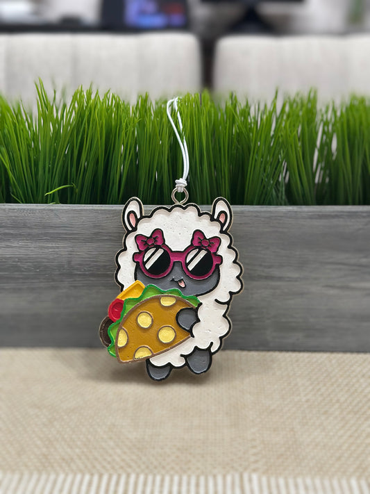 Llama Loves Tacos Car Freshie